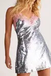 Sequin Lace Trim Mini Slip Dress